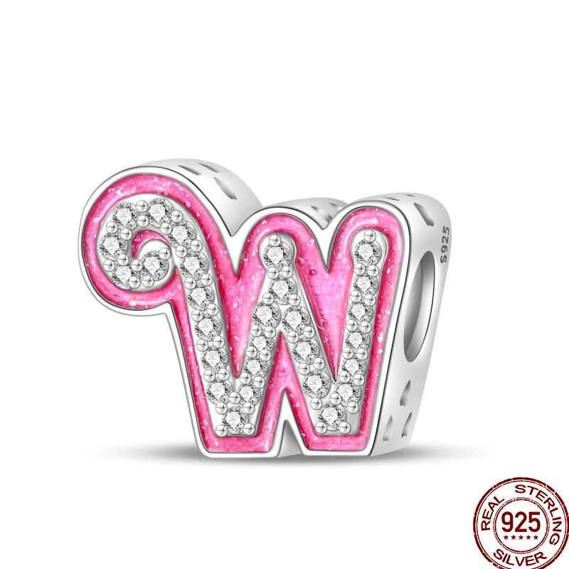 Copper Pink 26 Letters Valentine'S Day Gift Beads Suitable For Pan Original Bracelet Diy Birthday