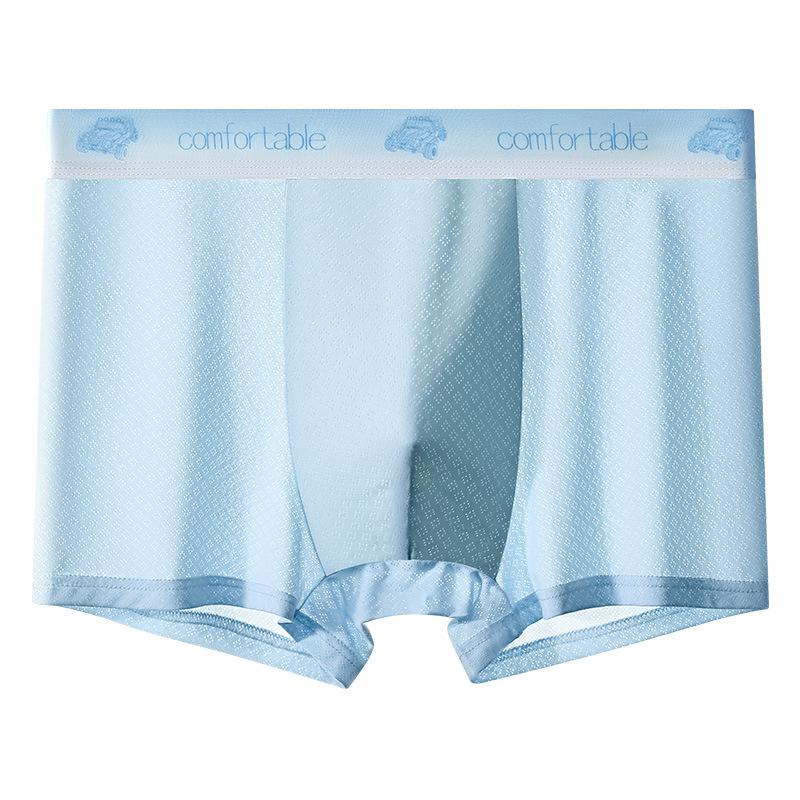 Men s Spring and Summer Thin New Personality Ice Mesh Loose Flat Angle Underwear L синий