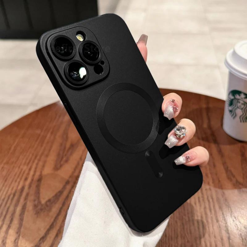 Case For iPhone 15 14 13 12 11 Pro Max Plus Magnetic Fashion For Magsafe Wireless Charge Full Lens Protection Soft Cover