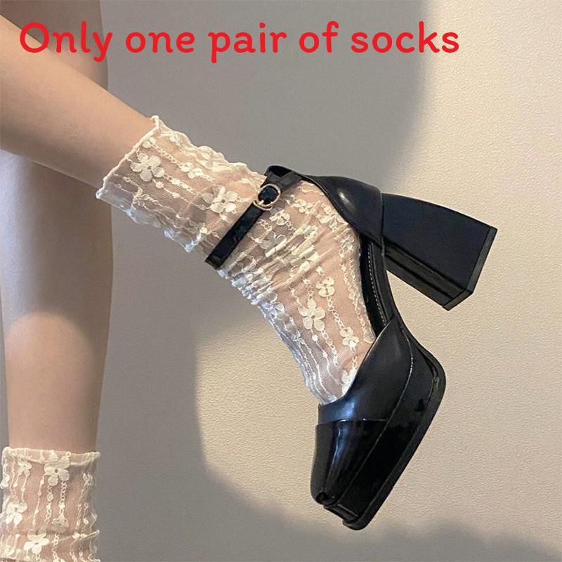 Lolita Lace Thigh High Socks With Breathable Mesh For Girls Spring Fashion