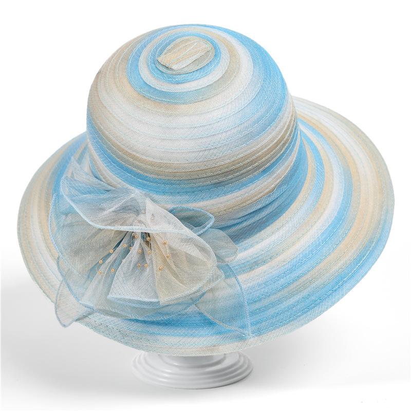 Hat Female Summer Middle-Aged And Elderly Big Eaves Organza Flower Cool Hat Foldable Sunshade Sunscreen Mother Sun Basin Hat