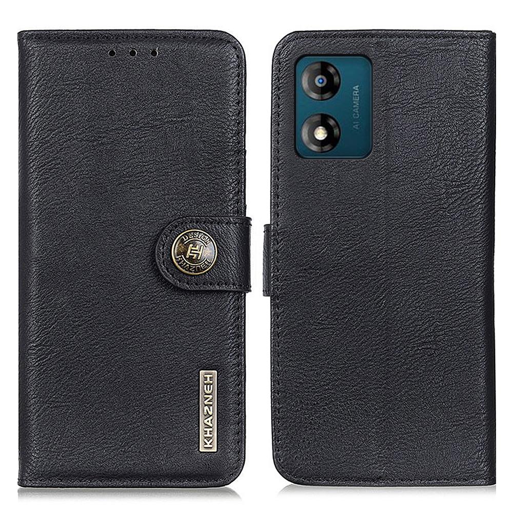 KHAZNEH Phone Case for Motorola Moto E13 4G,Flip Leather Cowhide Texture Wallet Stand Anti-fall Mobile Phone Cover
