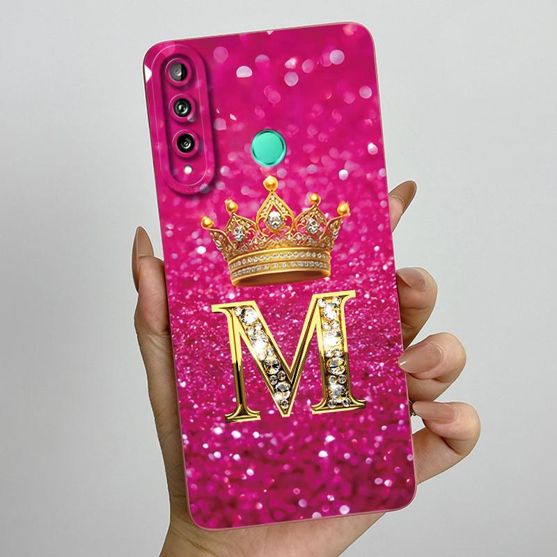 For Huawei Y7p P40 Lite E ART-L28 ART-L29 Fashion Initial Letter Couple Phone Case Y7P 2020 Soft Silicone TPU Protective Casing