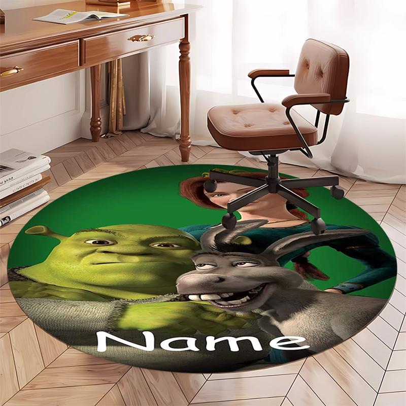 Benutzerdefinierter Name Shrek Aufdruck Runder Teppich Teppich Stuhlteppich Bereichsteppich Eingang Fußmatten, für Bürostuhl Wohnzimmer Schlafzimmer Küche.