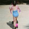 Infant Girls' Long-Sleeve Sun Protection Swimsuit (Ages 0-8)
