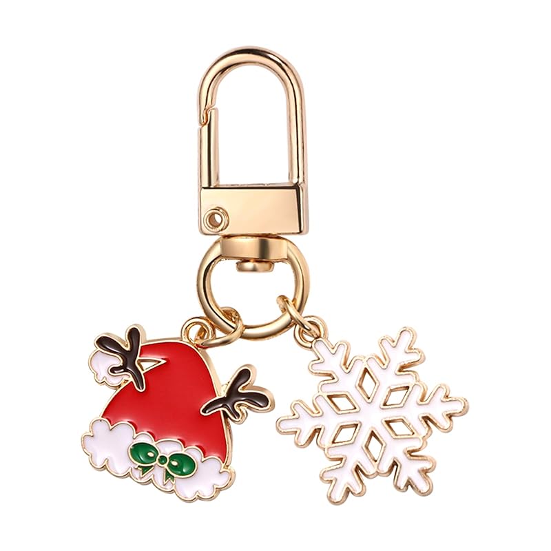 

[JEWELRYWE] рождественский подарок Рождественский обмен встреча брелок кольцо милый: снеговик Дед Мороз подарочная коробка рождественский венок карабин - парень