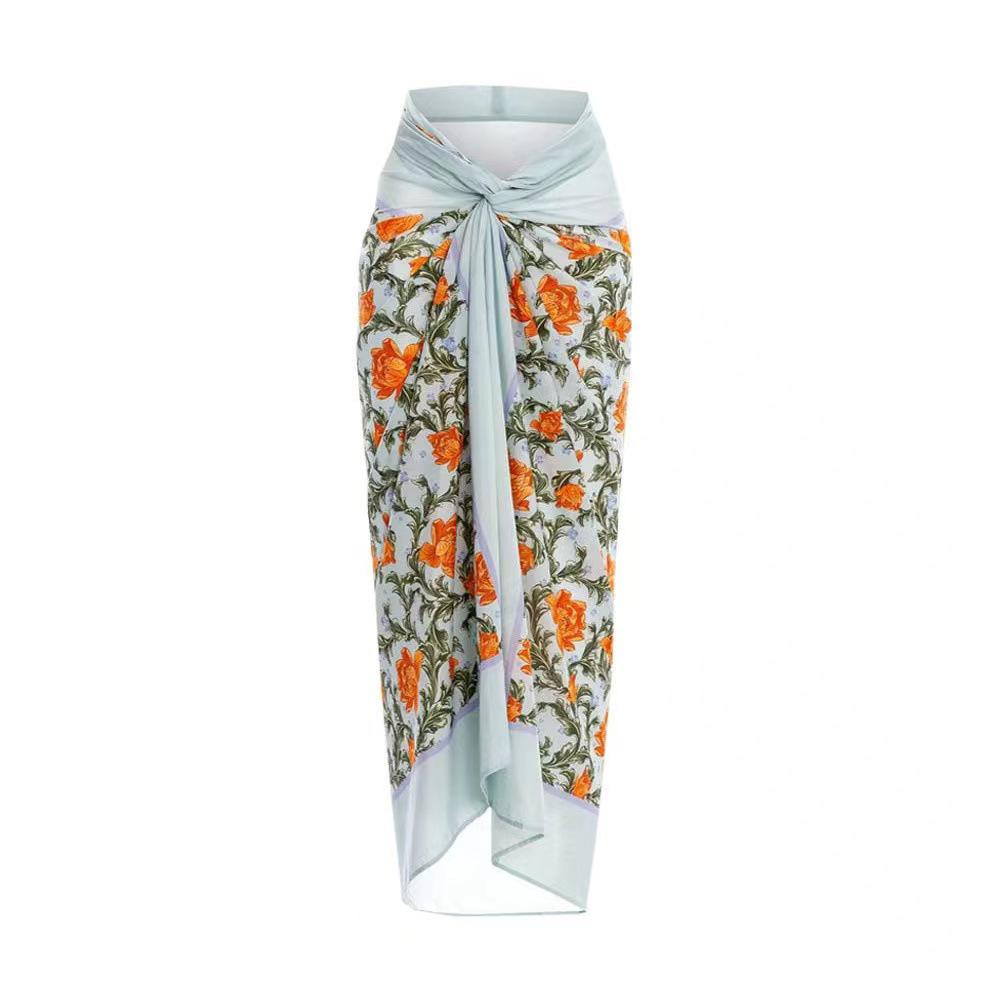 2024 Fashion Floral Bikini Set & Sun Protection Beach Dress