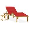 Day and Night - Day and Night Garden Lounger with Impregnated Pine Wood Table and Cushion