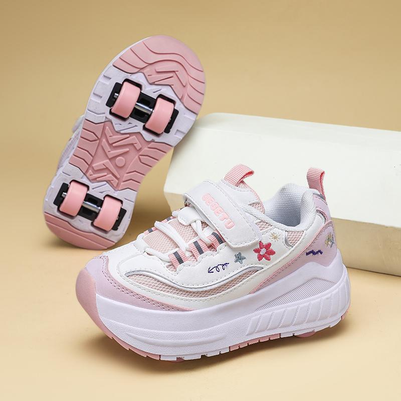 Boys/ Girls Deformed Shoes Four-wheel Dual-purpose Roller Skates Double Row Running Shoes Roller Skates Shoes with Wheels