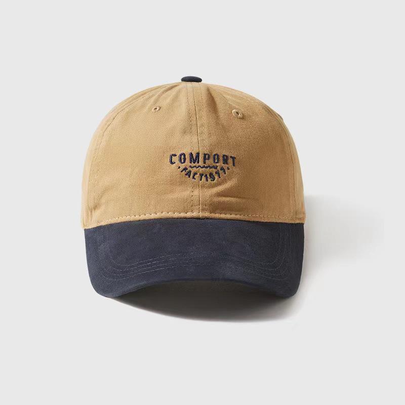 Retro Street Kontrast Bestickte Buchstaben Baseballkappe Damen Großer Kopfumfang Zeigt Gesicht Klein Entenkappe Sonnenschutz