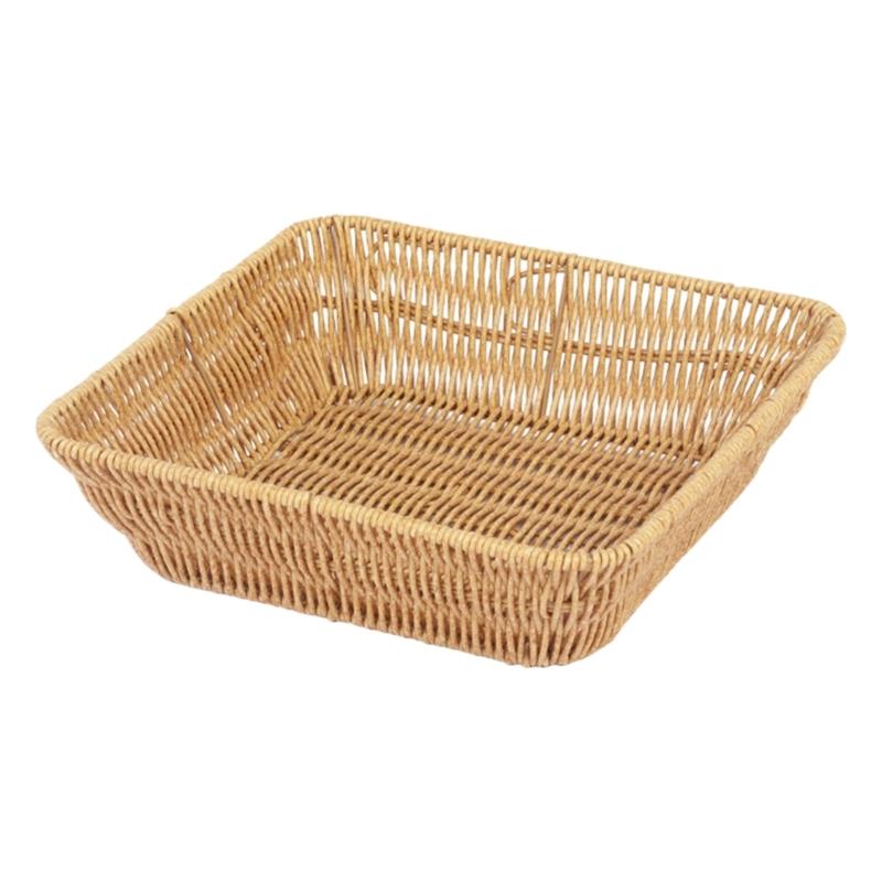 Woven Design Snacks Serving Tray PP Plastic Imitation Rattan Fruit Basket For Living Room Coffee Table Candy Display