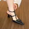 Fashion Bow Shoes Buckle 2025 Sandals Suit Female Beige Summer Heels Shallow Mouth New Strap Black Girls Pointed High Stiletto Closed