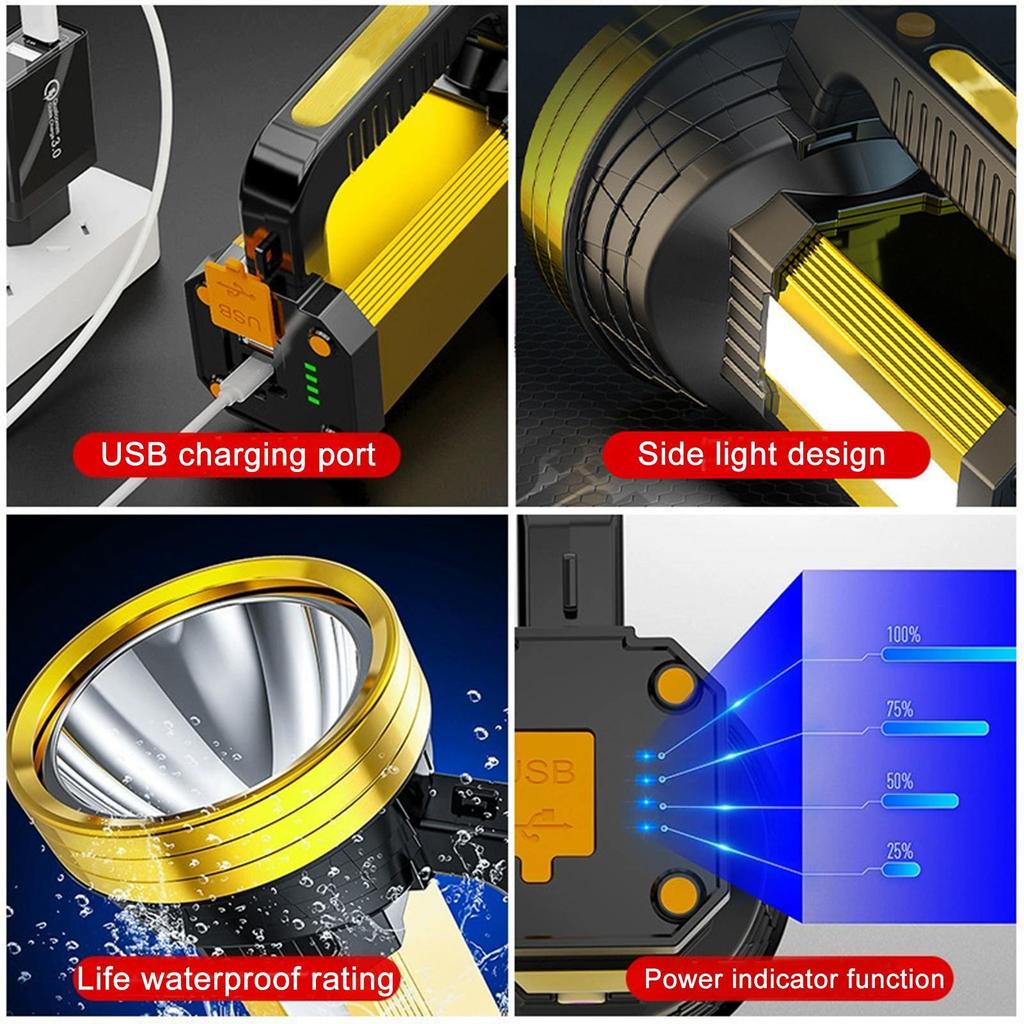 Handheld Flashlights Portable Searchlight Bright Flashlight For Construction Hiking Hunting Garage Fishing Travel Outdoors