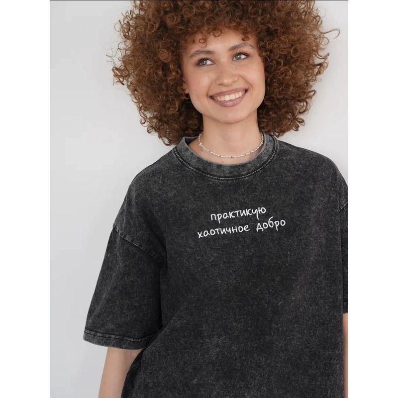 Loose Printed T-shirt Top Western Style New Washed Old Print Letters Cotton T-shirt Top