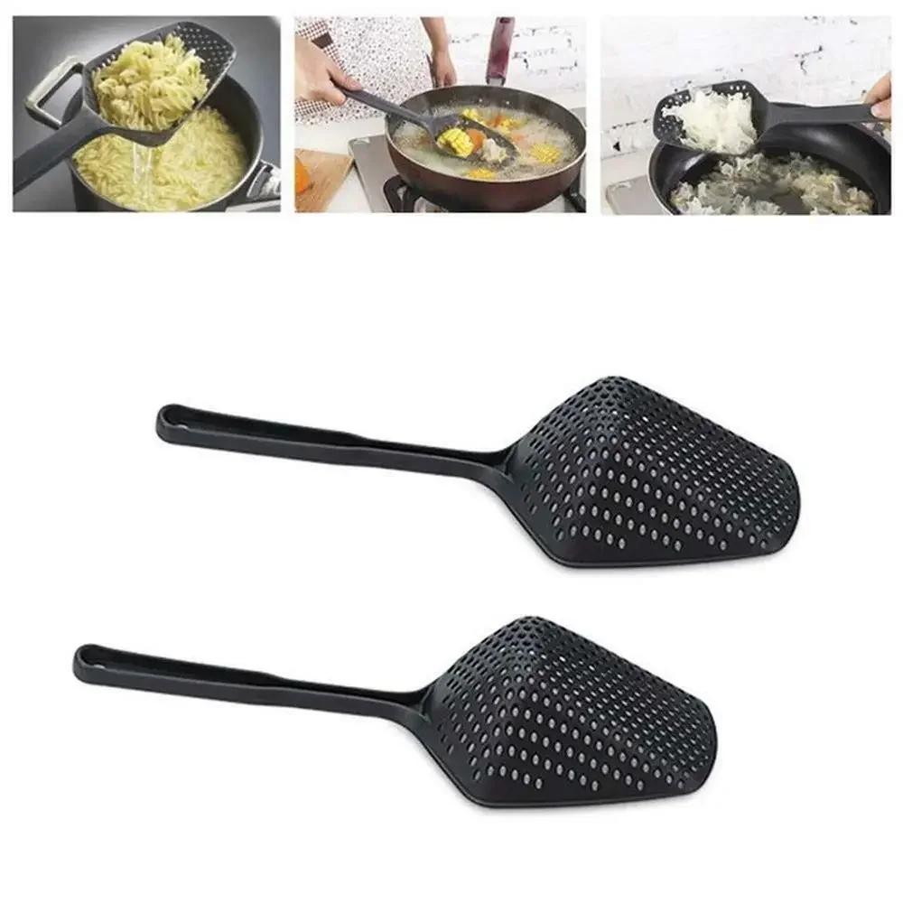 1pc Kitchen Strainer Scoop Food Drain Shovel Slotted Skimmer with Handle Kitchen Strainer Tools for Kitchen Cooking Baking Drain