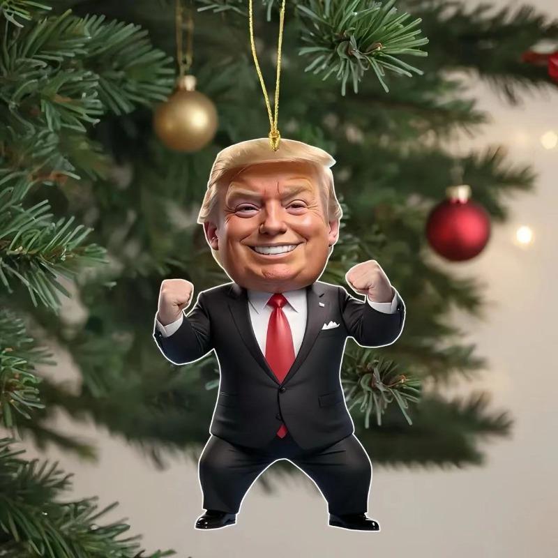 Creative New Funny Cartoon Trump Pendant Acrylic Flat Car Interior Pendant Keychain Pendant