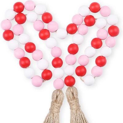 1.5m Wood Bead Garland with Tassel,Rustic Wooden Bead Decor Farmhouse Beads Big Wall Hanging Decor