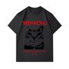 Men's 100% Cotton Crew Neck Short Sleeve T-Shirt, Funny Missing Cat Printed Casual Lightweight Tee for Daily Wear, Comfy Breathable Summer Top with Un