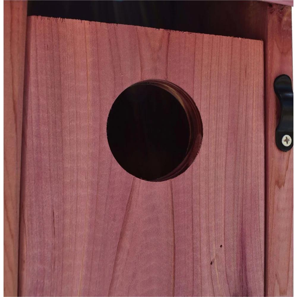 Red Cedar Bluebird House Outdoor Nesting Box Easy Clean Ventilated Mounting Pole Flush Weather Resistant Wild Bird Shelter