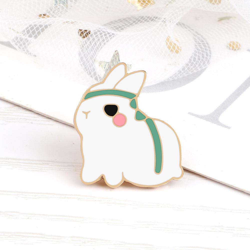 Adorable Rabbit Couple Brooch - Cartoon Fun, Drip Oil Alloy Pin from The Untamed