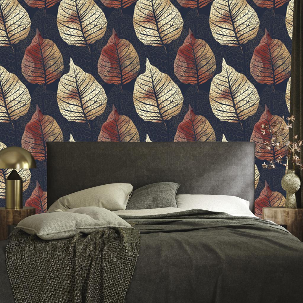 Watercolor autumn trees and leaves wallpaper for living room and bedroom 50x1000