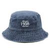 1958 Cappello da Pescatore Lavato Vintage Old School Cotone Usurato Cappello a Secchiello da Pescatore Retrò Preppy Cappello da Sole per Uso Quotidiano Streetwear Unisex Regalo