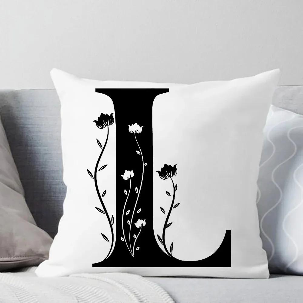 

Роскошная домашняя наволочка Квадратная Простая Черно-белый Узор с Буквами Декоративная Офисная Декорация Чехол для Подушки 12x12Inch