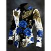 New 11 Color Men's Long Sleeved Lapel Shirt with Fashionable 3D Flower Print Cross Pattern Long Sleeved Shirt