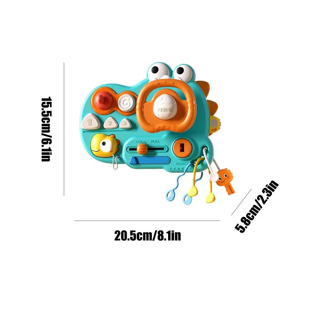 

Non-Toxic Baby Multi-Functional Dinosaur Steering Wheel Toy Pull String Sensory Montessori Teething Activity Educational Toy For Baby Gift