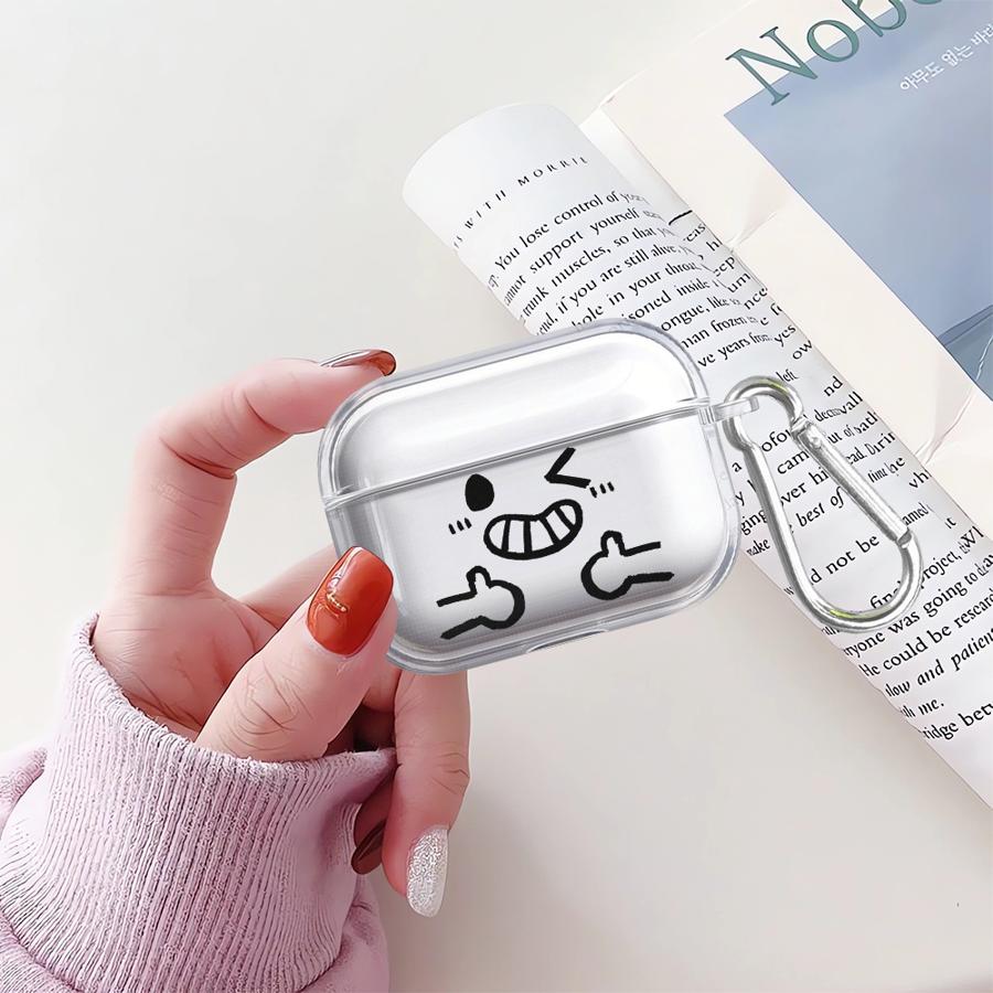 Simple Happy Expression Clear Earphone Cases Cover Case For Airpods 4 3 Pro3 Pro2 2 Pro 1