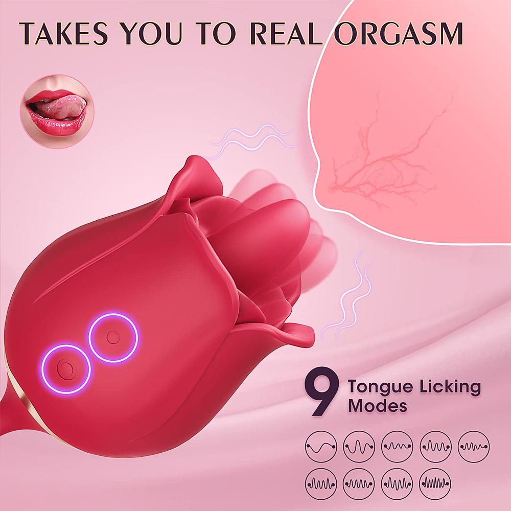 3 In 1 Rose Toy Vibrator for Woman Tongue Licking \nClitoral Stimulator Thrusting G Spot Dildo Clit Nipple Licker for Women Goods