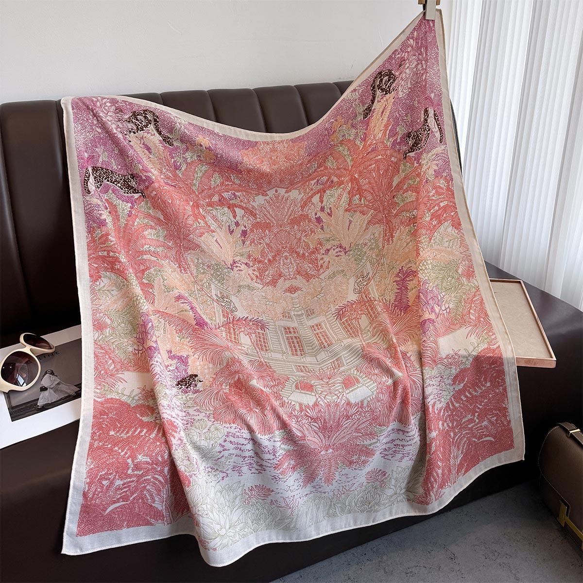 

90*90Cm Floral Printed Square Scarf Women Imitation Silk Scarves Bandanas Luxury Beach Shawl Wraps Elegant Travel Hijab