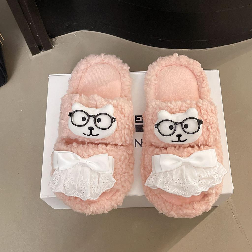 Niche Miffy Rabbit Cute Cartoon Fluffy Shoes for Women's 2025 Autumn and Winter New Thick-soled Outer Wear Warm and Height-increasing Cotton Slippers