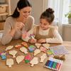 Kids Wooden Ice Cream Hanging Kit with Colored Markers Stickers for DIY Decorations