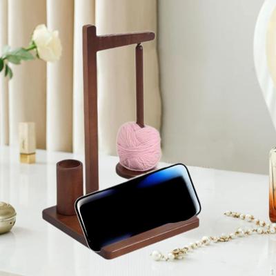 Crochet Yarn Holder Wood Dispenser with Hooks Storage Cup Beginners for Crocheting Wool