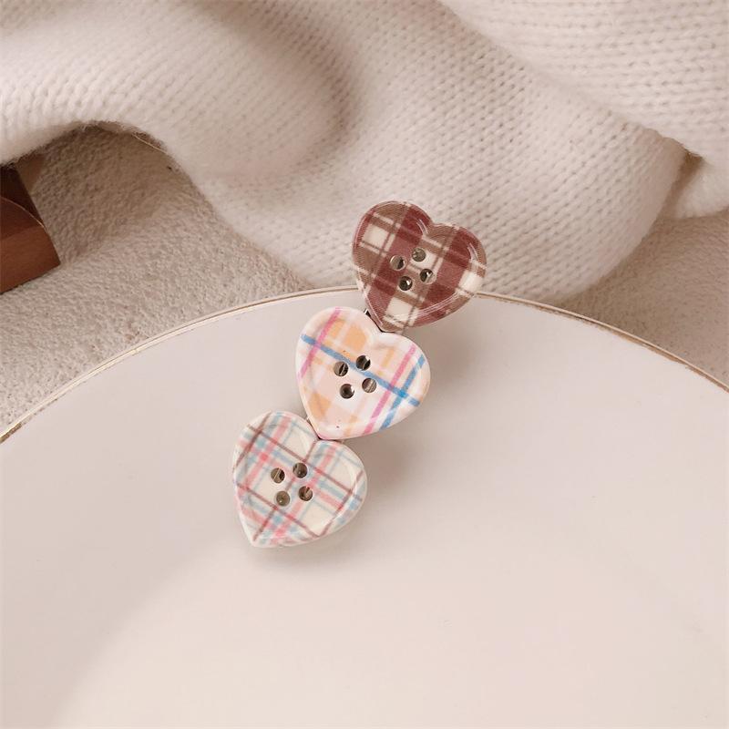 

1 шт. Милый Клетчатый Зажим-Кнопка Сердце для Волос Боковая Челка Девочковый Милый Зажим-Уточка Аксессуары для Волос Кнопка Сердце Зажим-Уточка Волосы