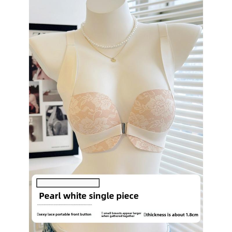 

Women s Summer Lace Front Buckle Small Chest Gather Show Big Close Pair Breast Prevent Droop Beautiful Back Underwear 32/70AB белый