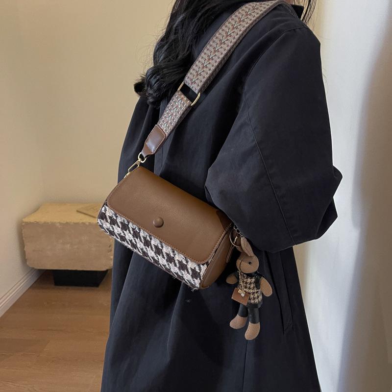 

Женская сумка через плечо с узором «гусиные лапки», маленькая квадратная сумка, клетчатая сумка