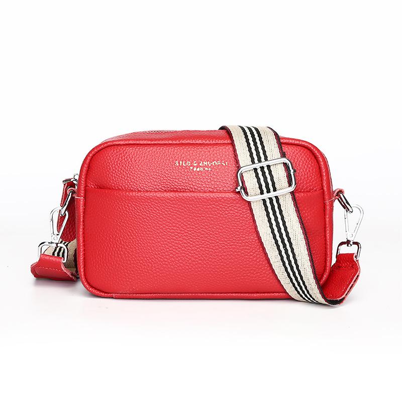 Leather Leather Bag Women'S Fashion Simple First Layer Cowhide Messenger Bag Soft Leather Small Square Bag