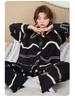 Women's Retro Print Cotton Pajama Set - V-Neck Cardigan, Loose Fit, Comfy Korean Style, Spring/Autumn.