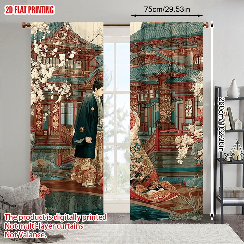 2pcs   plane printing Curtain Popular Men's and women's kimono 100% Polyester (without rod) Outdoor Decorations Use for Living