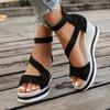 Women's Platform Slip On Sandals, Back Zipper Casual Hollow Walking Shoes, Comfort Wedge Vacation Shoes