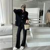 Elegantní úplety Kalhoty Soupravy Měkký svetr Cardigan Topy Oblek Úplet Široké nohavice Pantalones Conjunto Ležérní Pletené dvoudílné