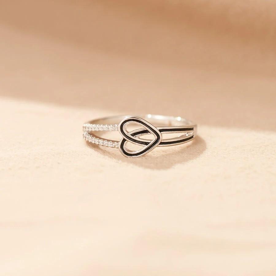 2026 Love Shape Zircon Drop Glue Buckle Love Ring Women s Simple Fashion Ring Resizable