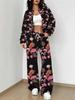 Black Retro Style Explosion Autumn and Winter New European and American Women's Clothing Flower Printing Suit Women