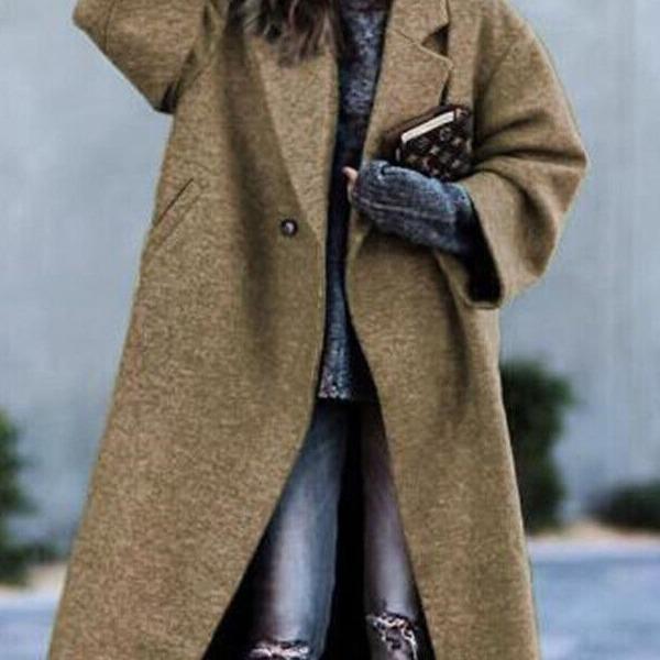 2025 Autumn/Winter Women's Solid Color Casual Wool Coat