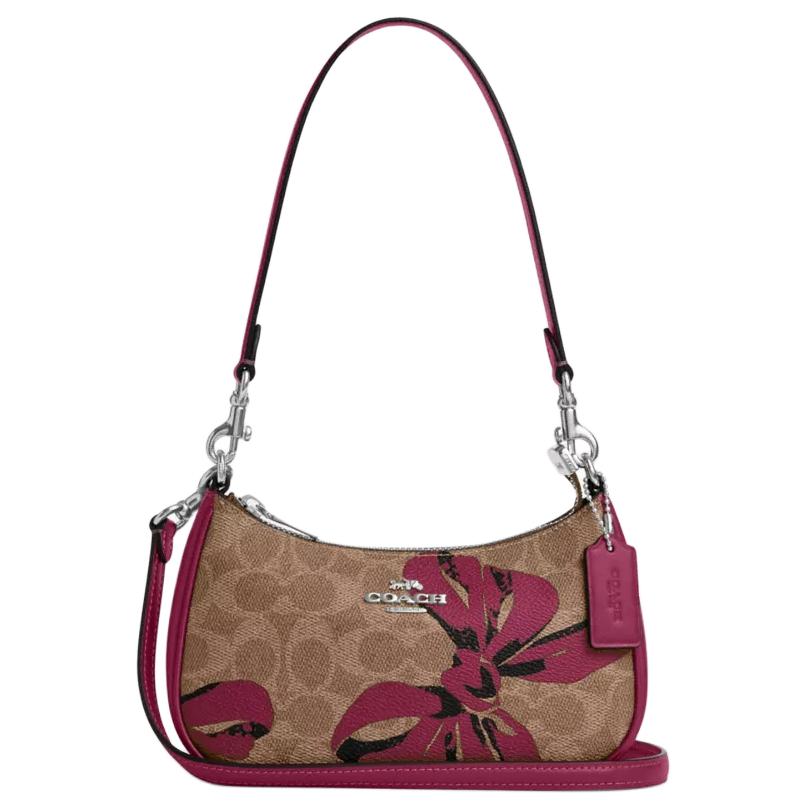 

Coach Teri 20 Bow Print Detachable Adjustable Shoulder Strap Coated Canvas Crossbody Bag Small Women bags Brown CY733-SVXI4 Basic Set (Bag+Dust Bag)