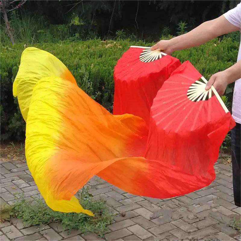 Dancing Fan Extended Floating Head Gradient Color Dance Fans Portable Belly Dance Fan Dance Performance Wedding Long Fans