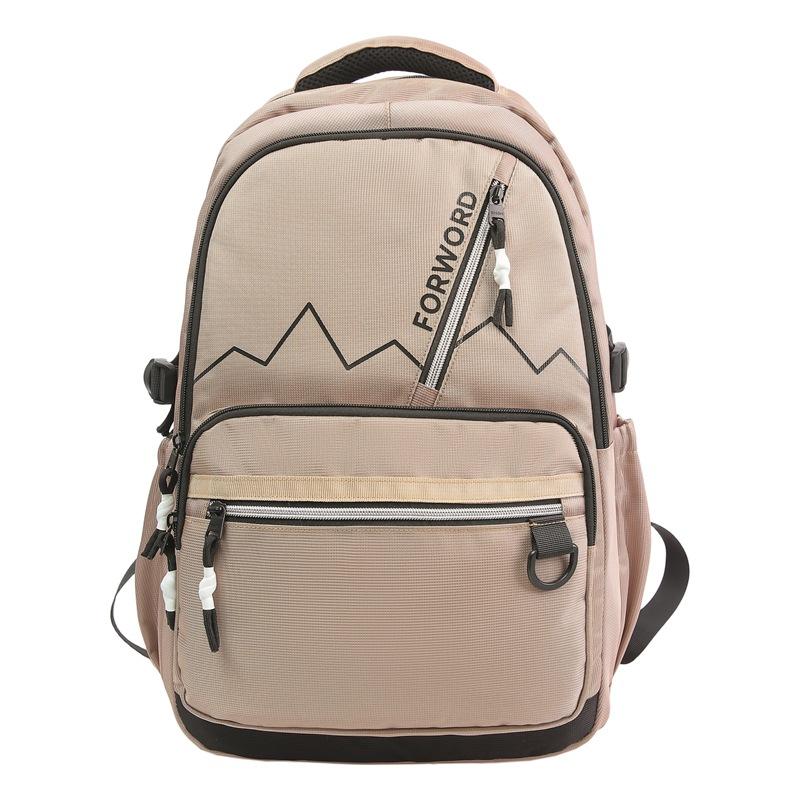 School Bag New Solid Color Backpack Casual Versatile Backpack Large Capacity Junior High School Student Backpack