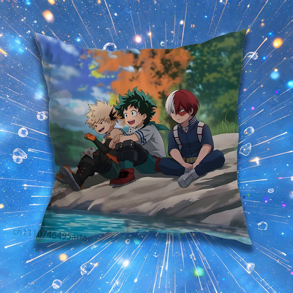 B-Bakudeku Hero Anime A-Academia Laser Pillow for Sofa Seat Chair Decorative/Modern Home Decor Print Throw Cushion